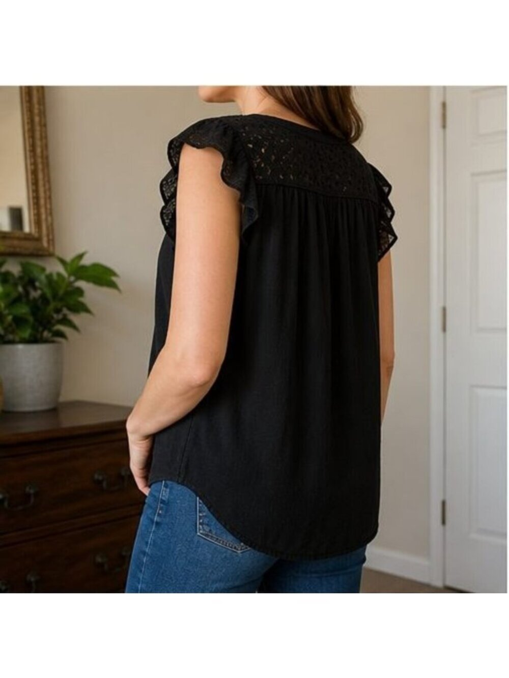 Black Ruffle Blouse - Picture 3 of 6